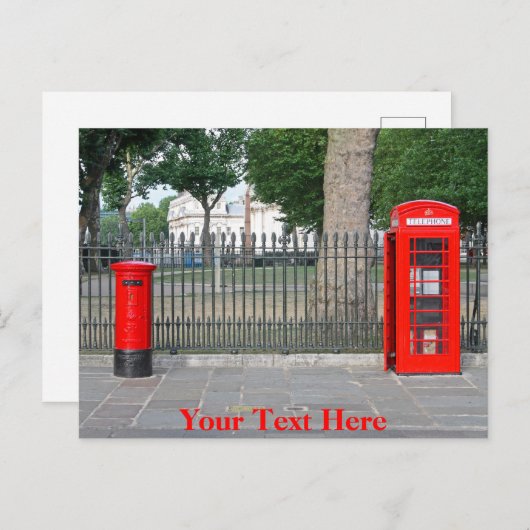Carte Postale Cabine téléphonique et boîte postale de Londres (Devant / Derrière)