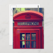 Carte Postale Cabine téléphonique publique rouge de ville (Devant / Derrière)