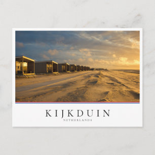 Carte Postale Cabines de plage au coucher du soleil sur la côte