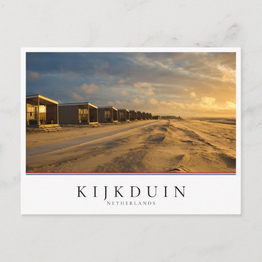 Carte Postale Cabines de plage au coucher du soleil sur la côte  (Devant)