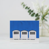 Carte Postale Cabines de plage d'été en bleu et blanc (Debout devant)