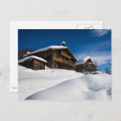 Carte Postale Cabines en bois traditionnelles dans la neige (Devant / Derrière)