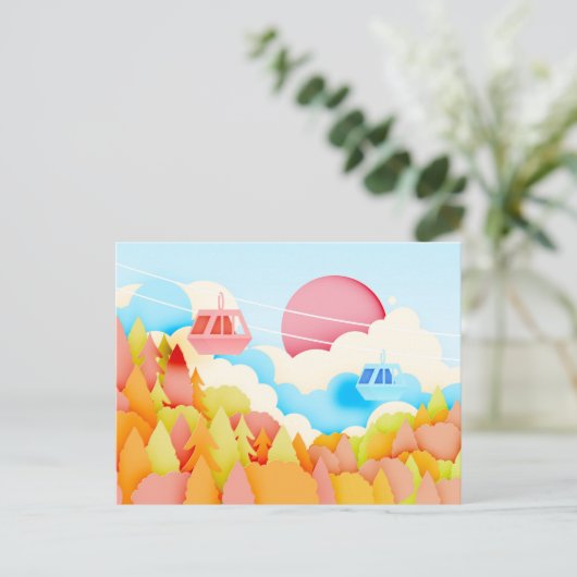 Carte Postale Câbles d'automne de papier (Debout devant)