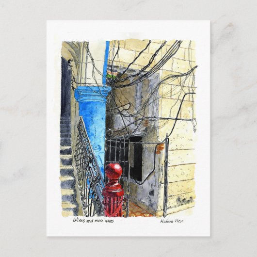 Carte Postale Câbles et autres fils, Vieille Havane, Cuba (Devant)