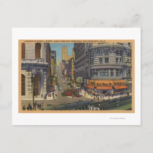 Carte Postale Câbles sur le marché et Powell Street (Devant)