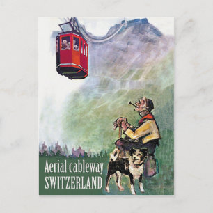 Carte Postale Cableway aérien, Suisse, voyage vintage