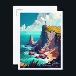 Carte Postale Cabo da Roca Portugal Voyage Art vintage<br><div class="desc">Cabo da Roca Portugal Art vintage lieu de voyage illustration</div>
