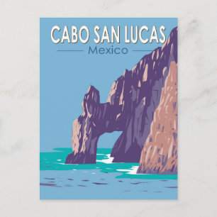 Carte Postale Cabo San Lucas Arch Mexique Travel Art Vintage