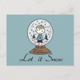 Carte Postale cacahuètes   Charlie Brown Snow Globe