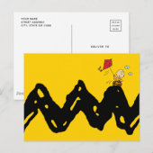 Carte Postale cacahuètes | Charlie Brown volant Kite (Devant / Derrière)