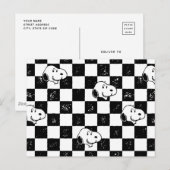 Carte Postale cacahuètes | Drapeau À damiers Snoopy (Devant / Derrière)