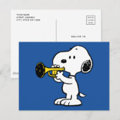Carte Postale cacahuètes | Joueur de trompette Snoopy (Devant / Derrière)