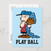 Carte Postale cacahuètes | Linus Dans Son Engin De Baseball (Devant / Derrière)