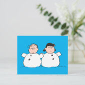 Carte Postale cacahuètes | Linus & Lucy Snowmen (Debout devant)