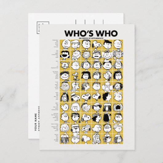 Carte Postale cacahuètes | Qui sont les personnages (Devant / Derrière)