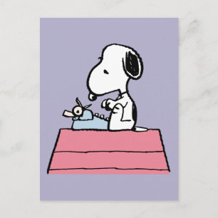 Carte Postale cacahuètes   Snoopy à la machine à écrire