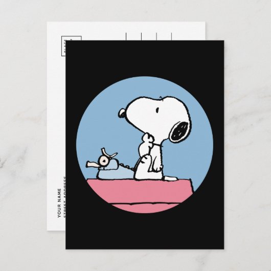 Carte Postale cacahuètes | Snoopy à la machine à écrire (Devant / Derrière)