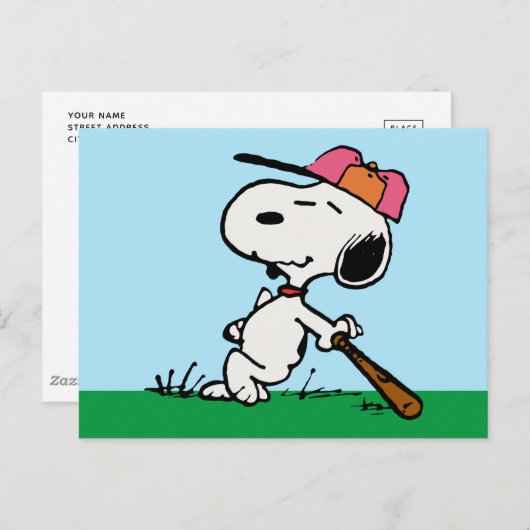 Carte Postale cacahuètes | Snoopy at Bat (Devant / Derrière)