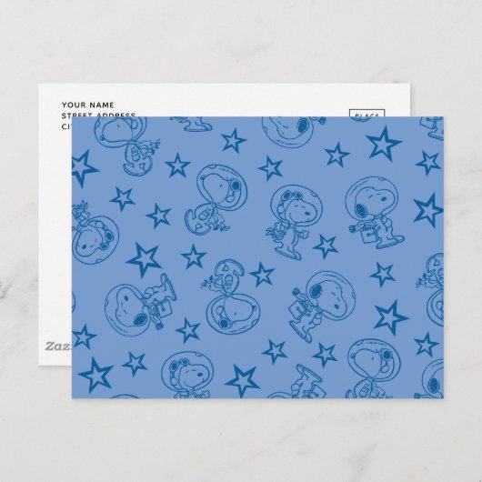Carte Postale cacahuètes | Snoopy Blue Space Astronaut Motif (Devant / Derrière)