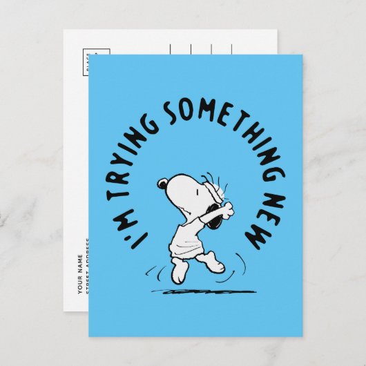 Carte Postale cacahuètes | Snoopy Essayer Quelque Chose De Nouve (Devant / Derrière)