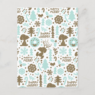 Carte Postale cacahuètes   Snoopy Frosty Motif de Noël