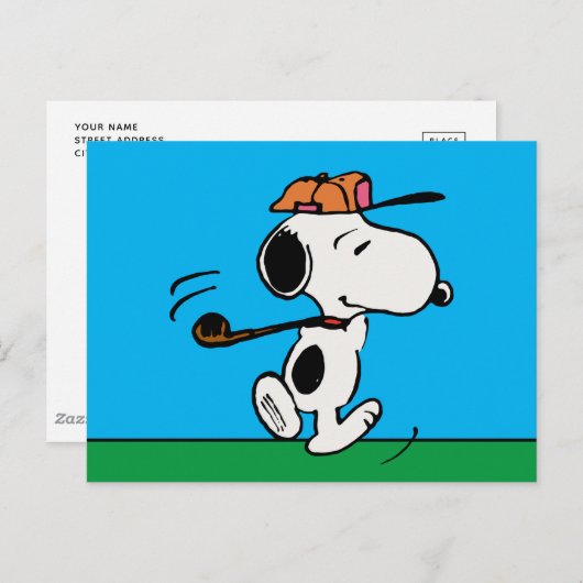 Carte Postale cacahuètes | Snoopy Golf Swing (Devant / Derrière)