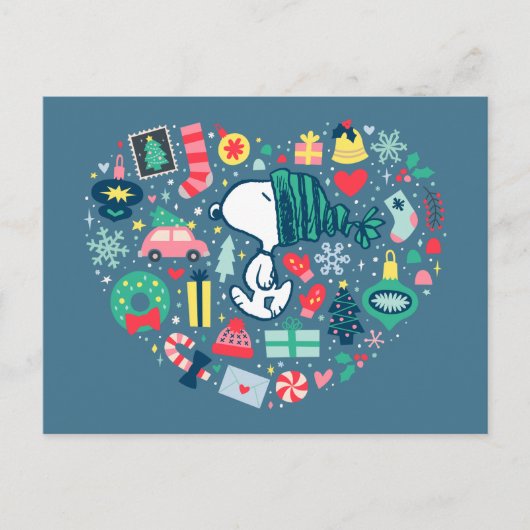 Carte Postale cacahuètes | Snoopy Holiday Happiness Heart (Devant)