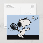 Carte Postale cacahuètes | Snoopy Joue Au Tennis (Devant / Derrière)