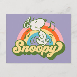 Carte Postale cacahuètes   Snoopy Music Arc en ciel