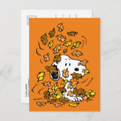 Carte Postale cacahuètes | Snoopy Pile de Feuilles (Devant / Derrière)