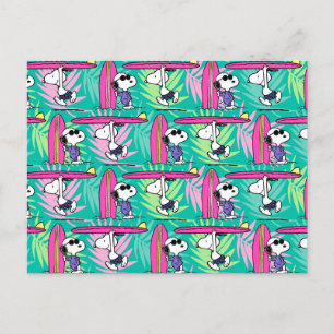 Carte Postale cacahuètes Snoopy Turquoise Surf Motif