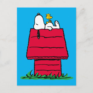Carte Postale cacahuètes   Snoopy & Woodstock Doghouse