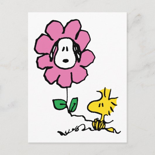 Carte Postale cacahuètes | Snoopy & Woodstock Flower (Devant)