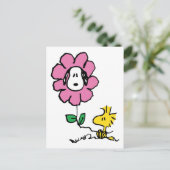 Carte Postale cacahuètes | Snoopy & Woodstock Flower (Debout devant)