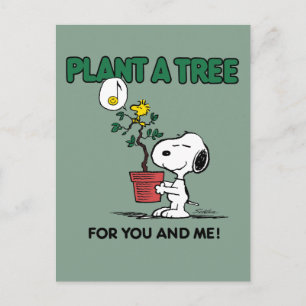 Carte Postale cacahuètes Snoopy & Woodstock Plante A Tree