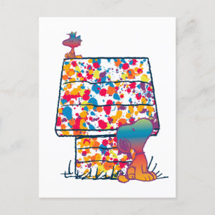 Carte Postale cacahuètes   Snoopy & Woodstock Rainbow Paint