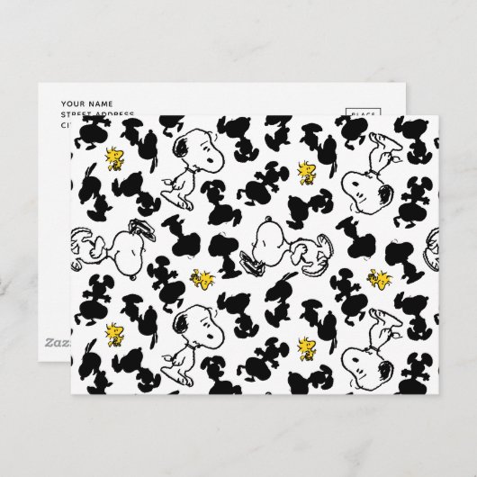 Carte Postale cacahuètes | Snoopy & Woodstock Shadow Motif (Devant / Derrière)