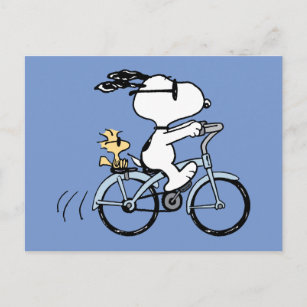 Carte Postale cacahuètes   Vélo Snoopy & Woodstock