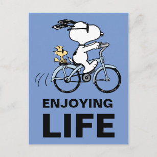 Carte Postale cacahuètes   Vélo Snoopy & Woodstock