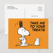 Carte Postale cacahuètes | Woodstock Scares Snoopy (Devant / Derrière)
