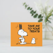 Carte Postale cacahuètes | Woodstock Scares Snoopy (Debout devant)