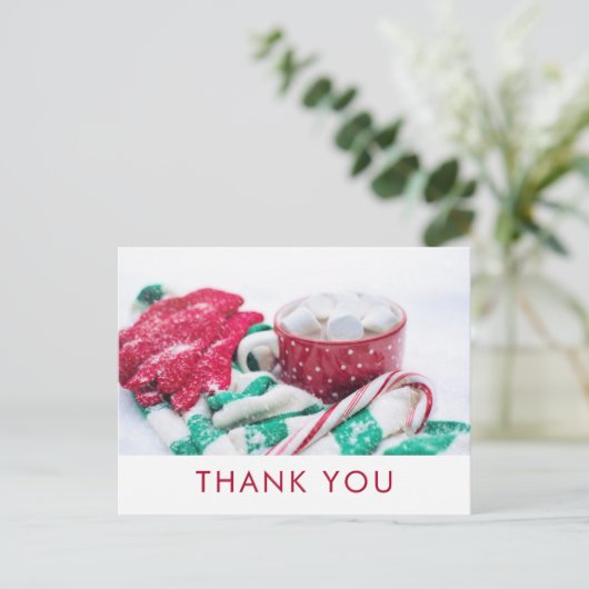 Carte Postale Cacao chaud et canne de bonbon | Merci Noël (Debout devant)