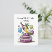 Carte Postale cacatoès perché sur des ballons de gâteau d'annive (Debout devant)