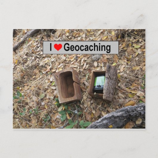 Carte Postale Cachet de boîte en bois : Géocaching (Devant)