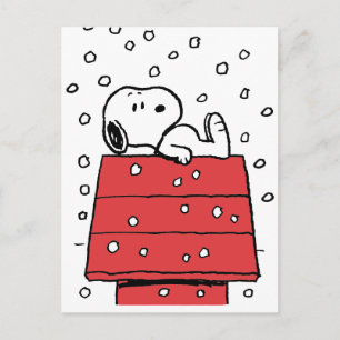 Carte Postale Cachou Niche de Snoopy Flocons