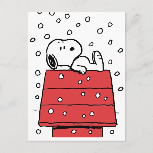 Carte Postale Cachou | Niche de Snoopy Flocons (Devant)