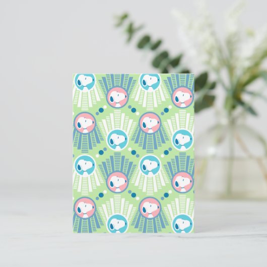 Carte Postale Cachou | Snoopy Mint Green Deco Dreams Pattern (Debout devant)