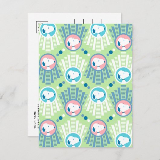 Carte Postale Cachou | Snoopy Mint Green Deco Dreams Pattern (Devant / Derrière)