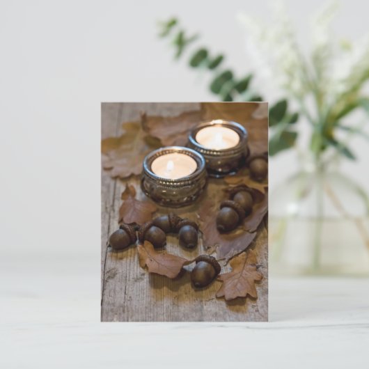 Carte Postale Cacorne automnale rustique saisonnière feuille enc (Debout devant)