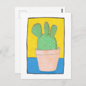 Carte Postale Cactus à trois lobes, épines rouges, art (Devant / Derrière)